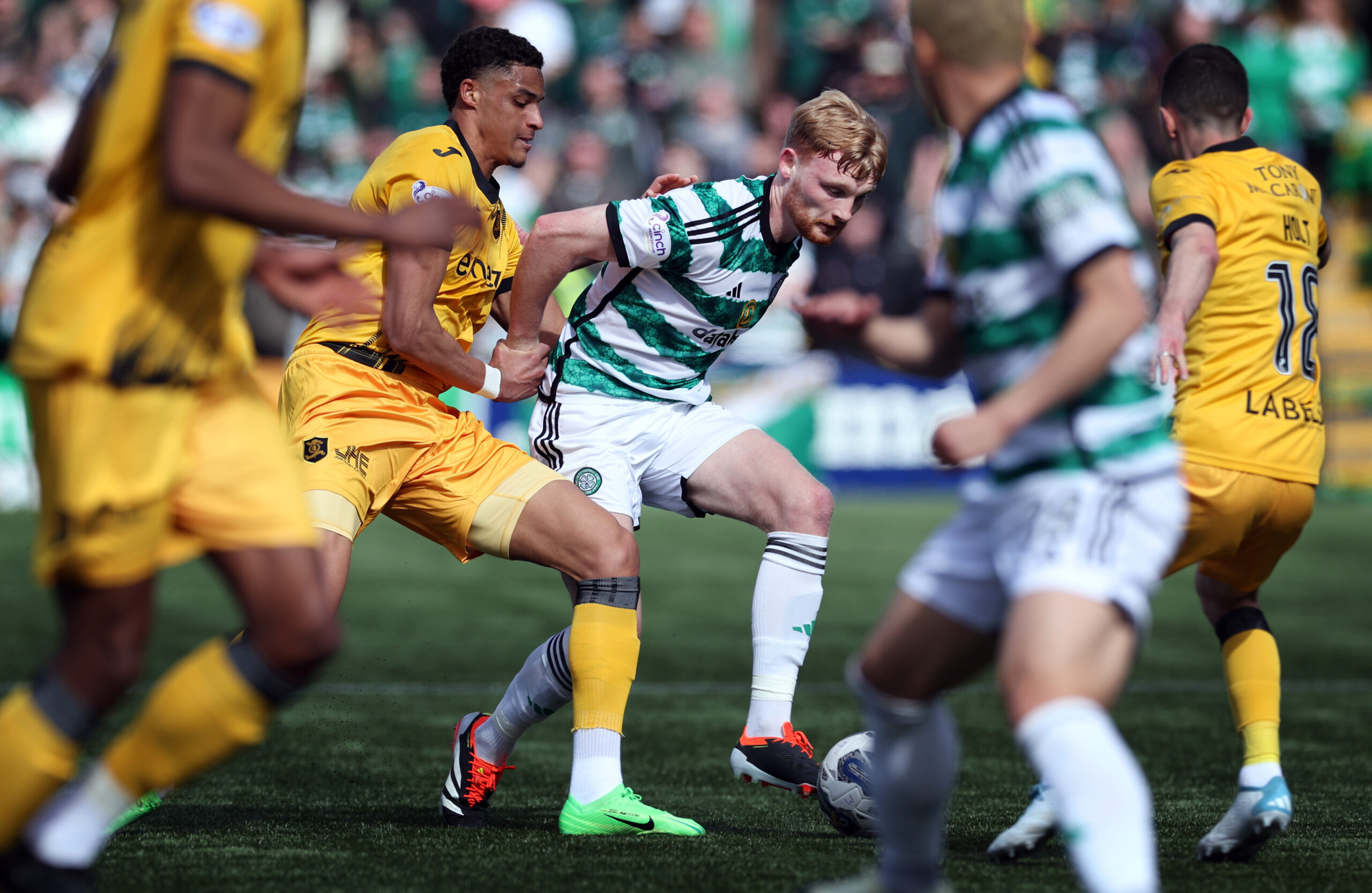 Celtic defender Liam Scales in action against Livingston