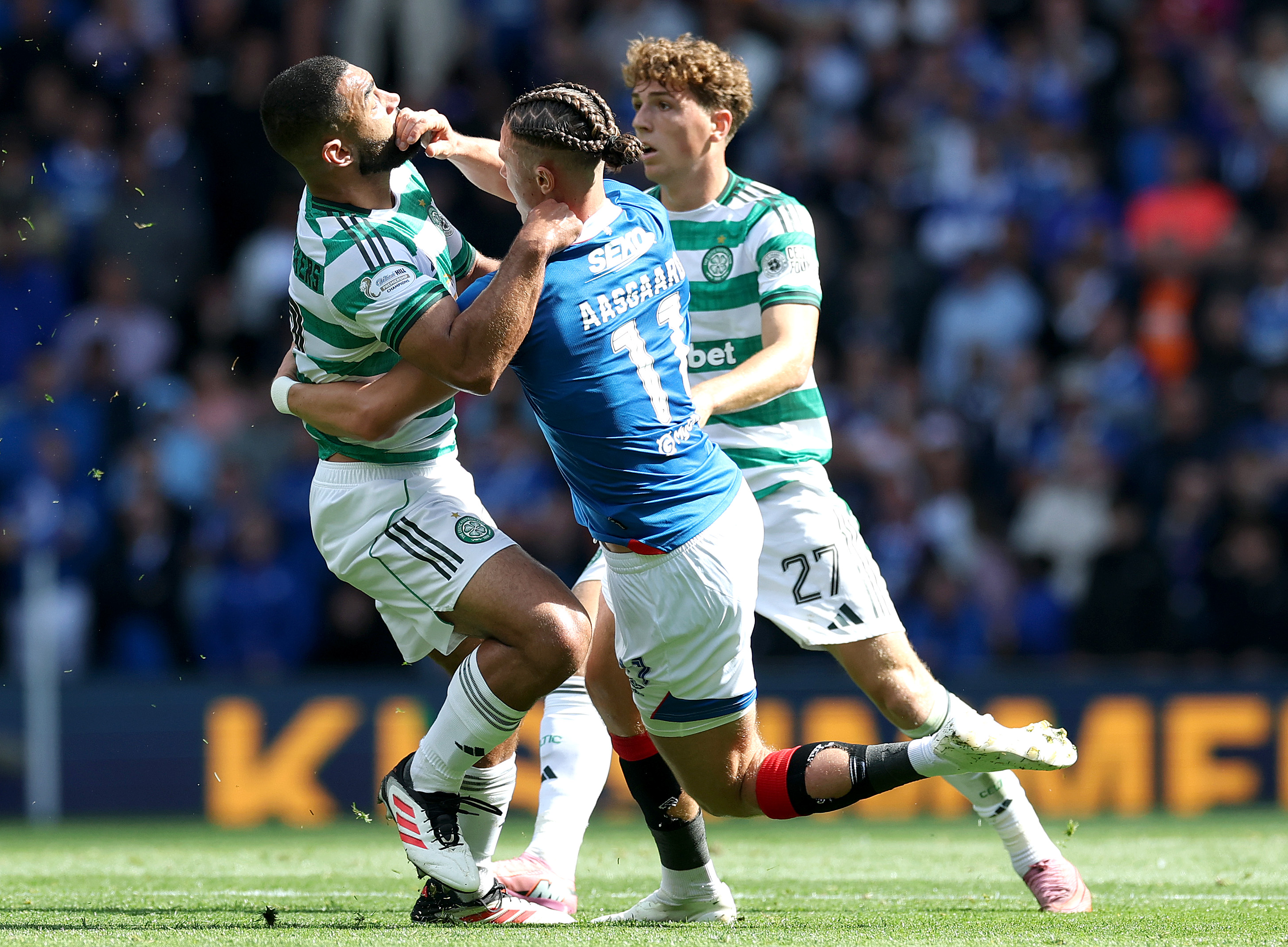 Rangers midfielder Aasgaard in action against Celtic