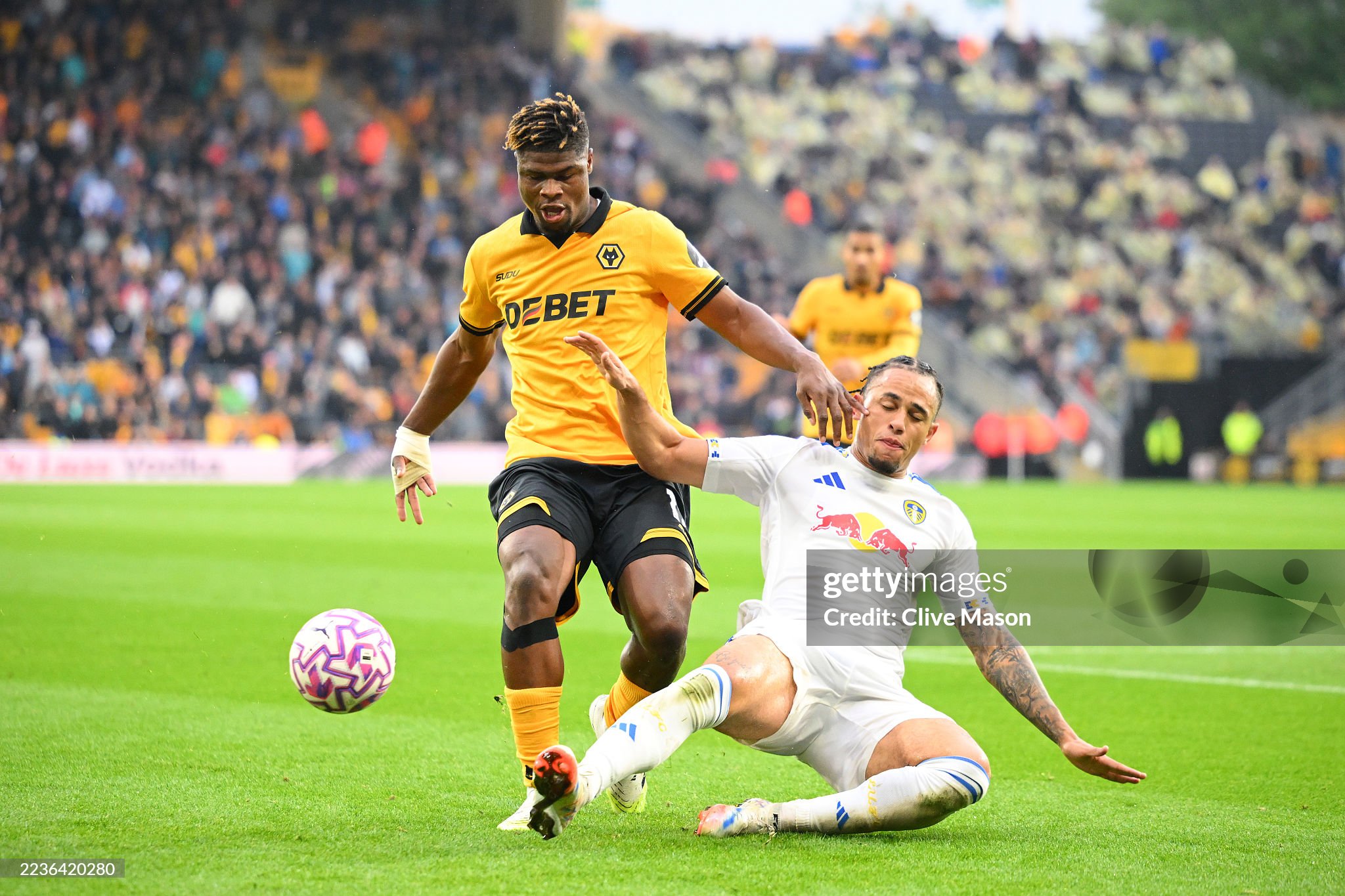 Leeds United winger Okafor in action against Wolves