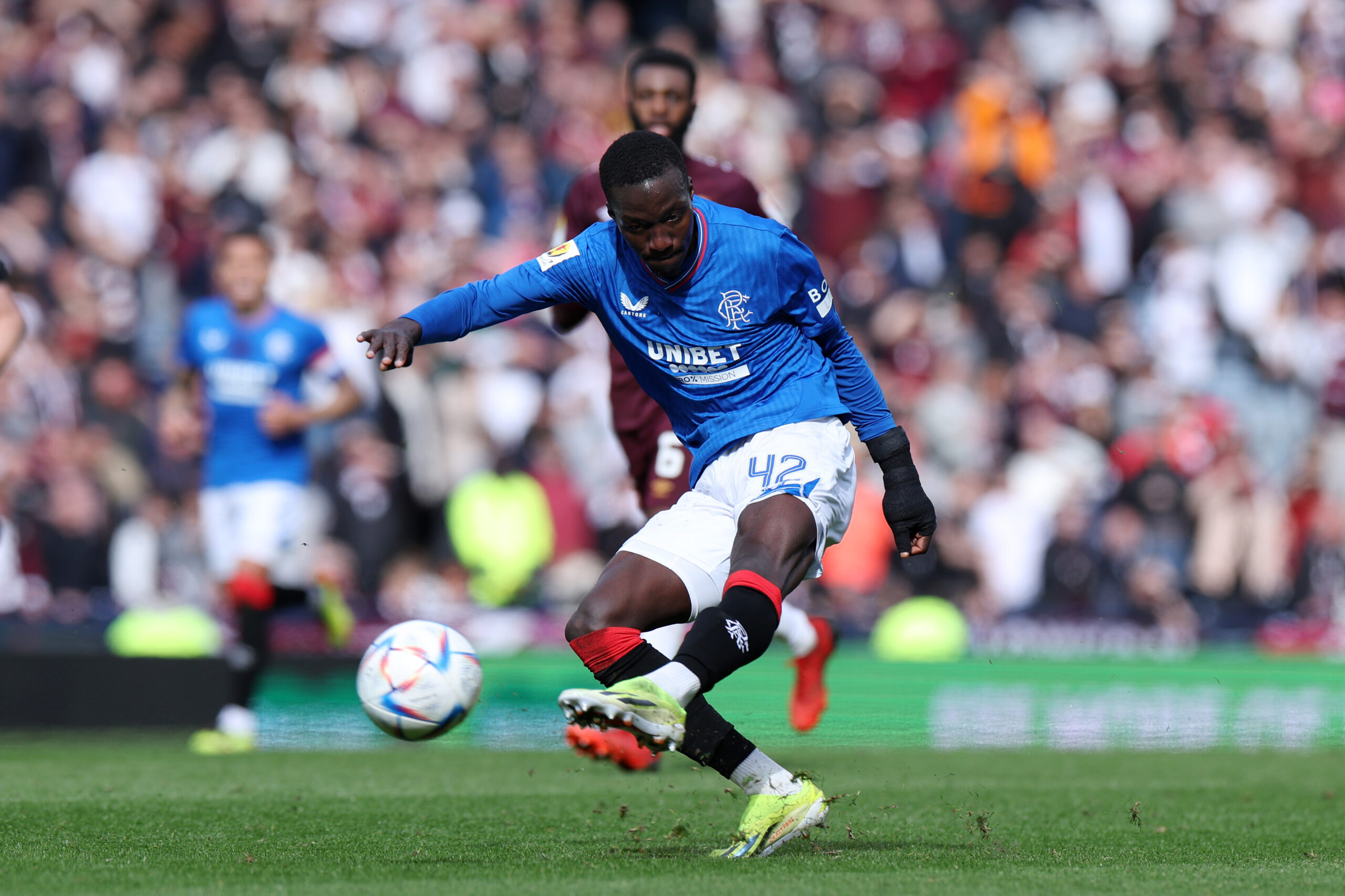 Rangers midfielder Diomande in action against Hearts