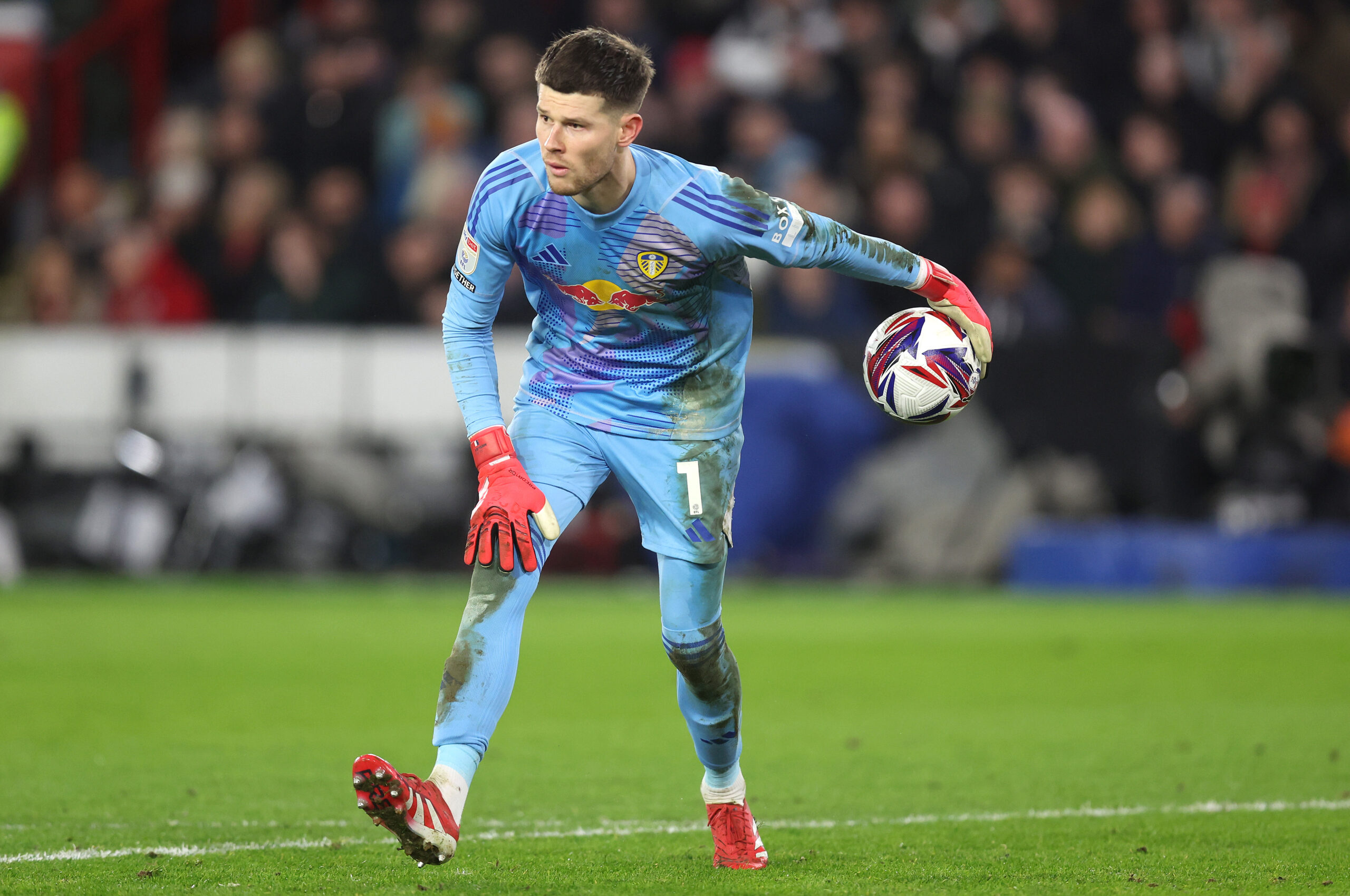 Leeds United keeper Meslier in action