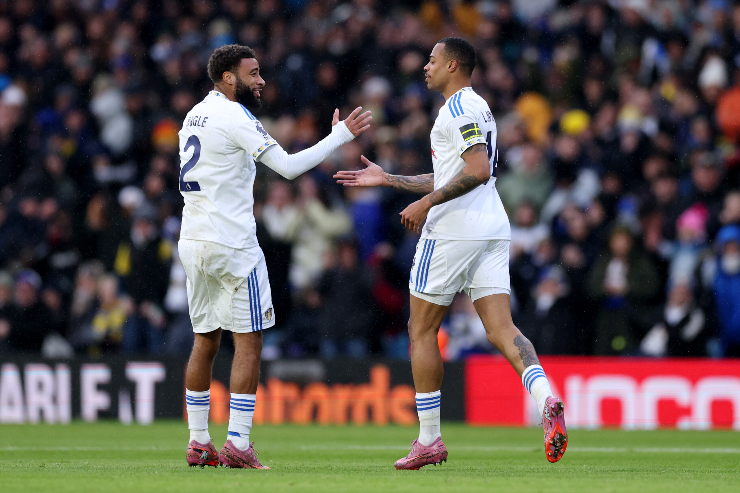 Leeds United forward Nmecha celebrates his goal