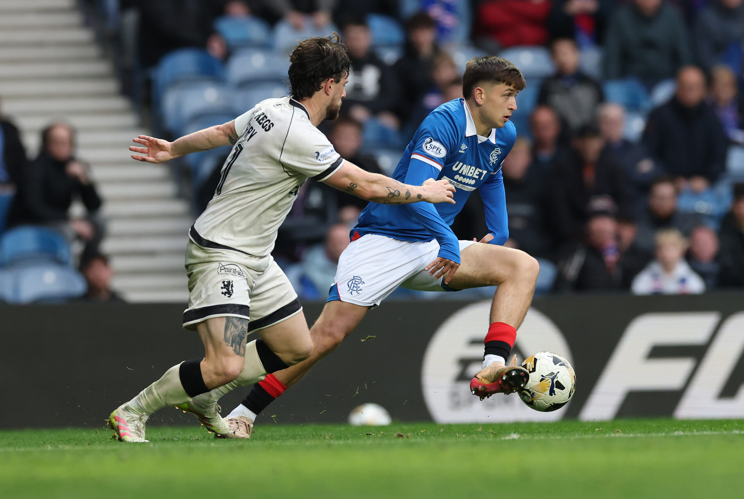 Rangers winger Moore in action against Dundee