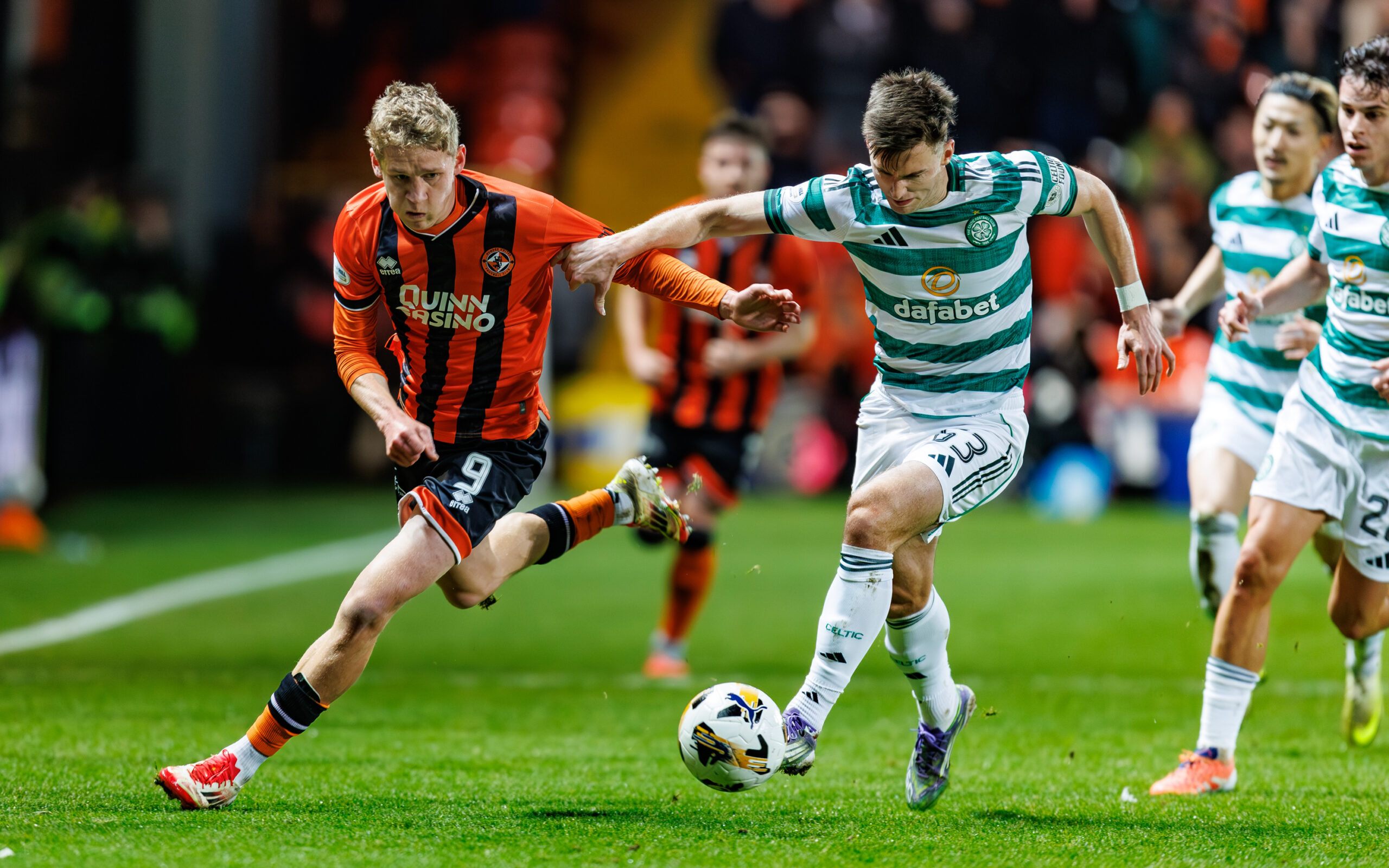 Celtic defender Tierney in action against Dundee United
