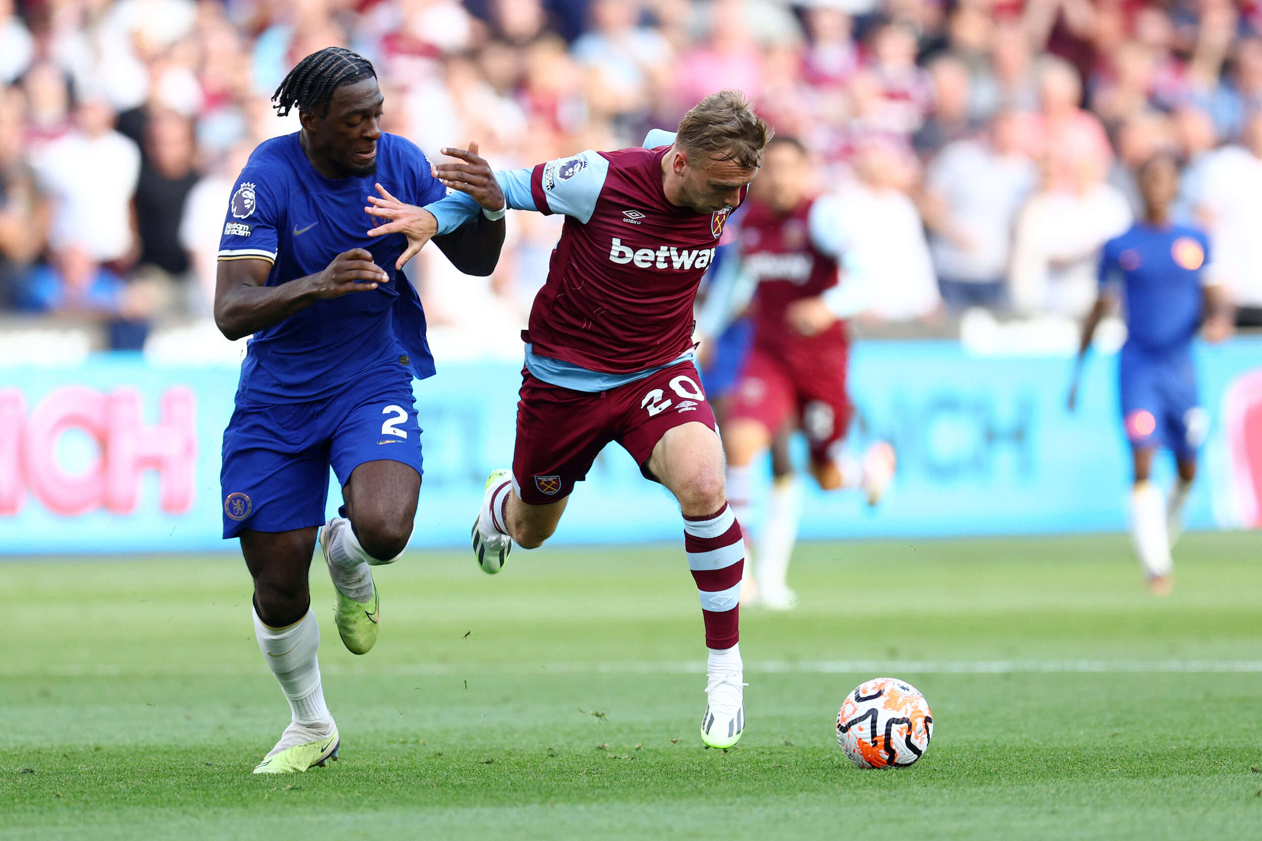 Chelsea defender Disasi in action against West Ham United