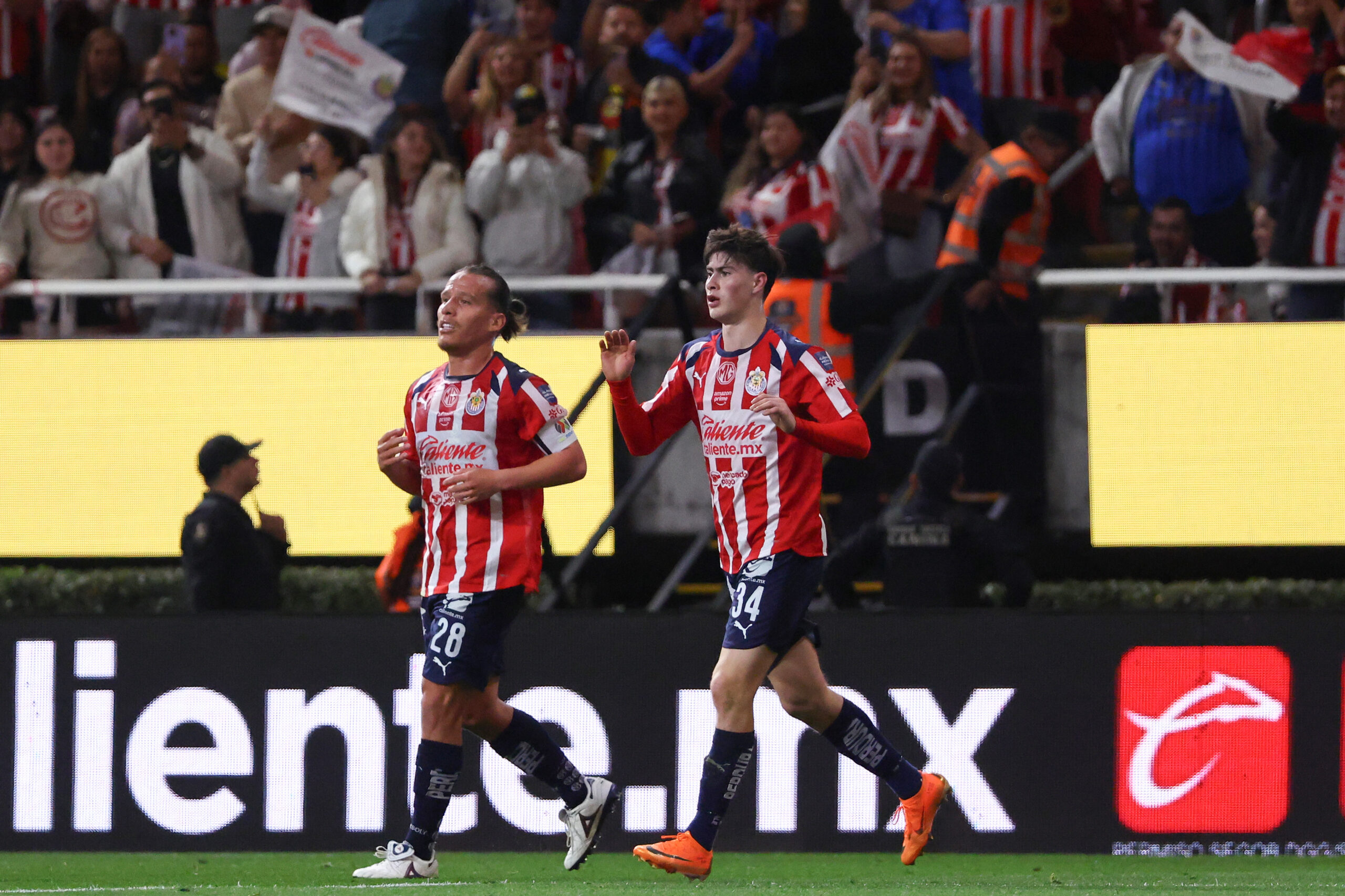 Celtic target Gonzalez celebrates his goal against America