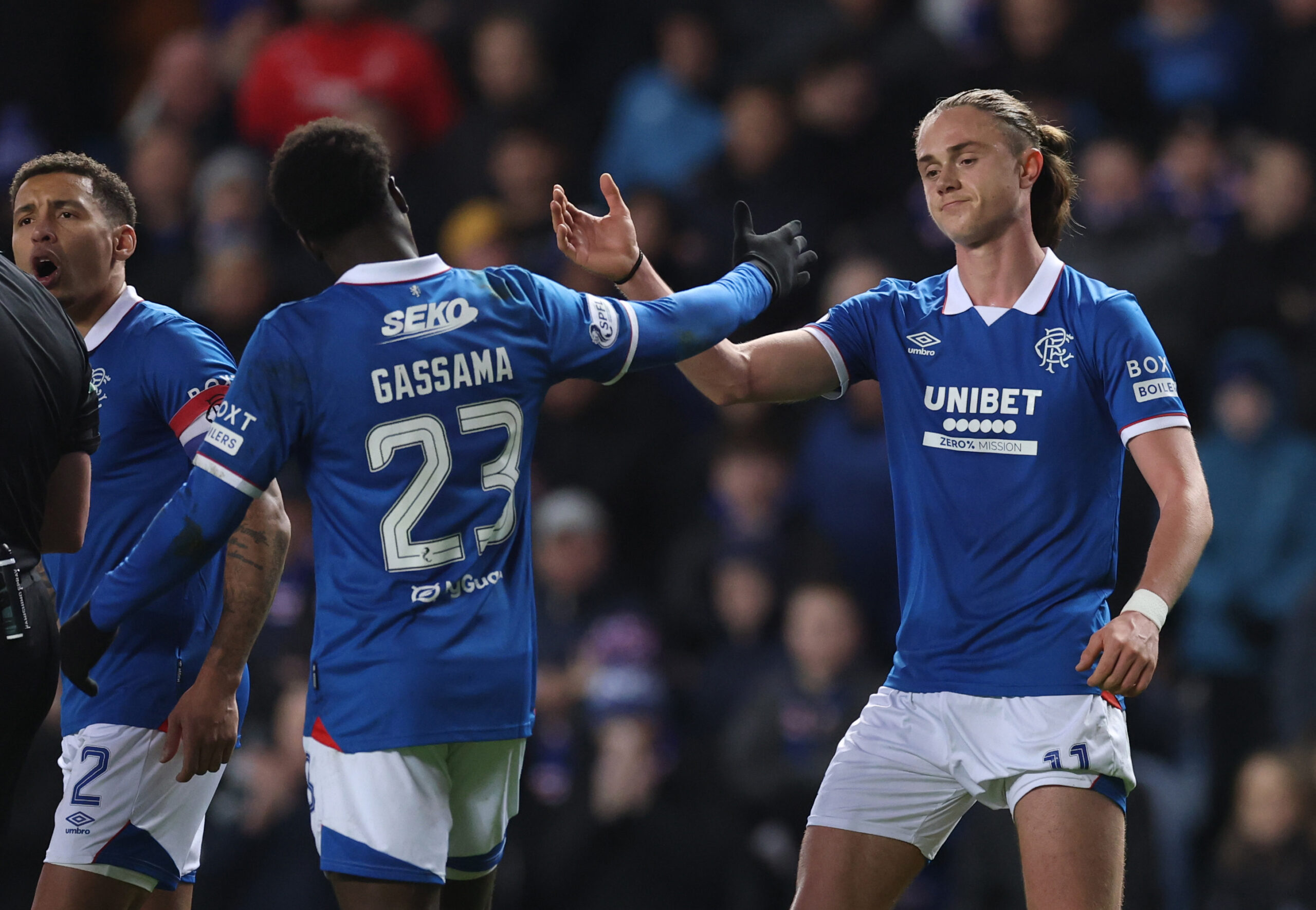 Rangers star Aasgaard celebrates his goal against Motherwell