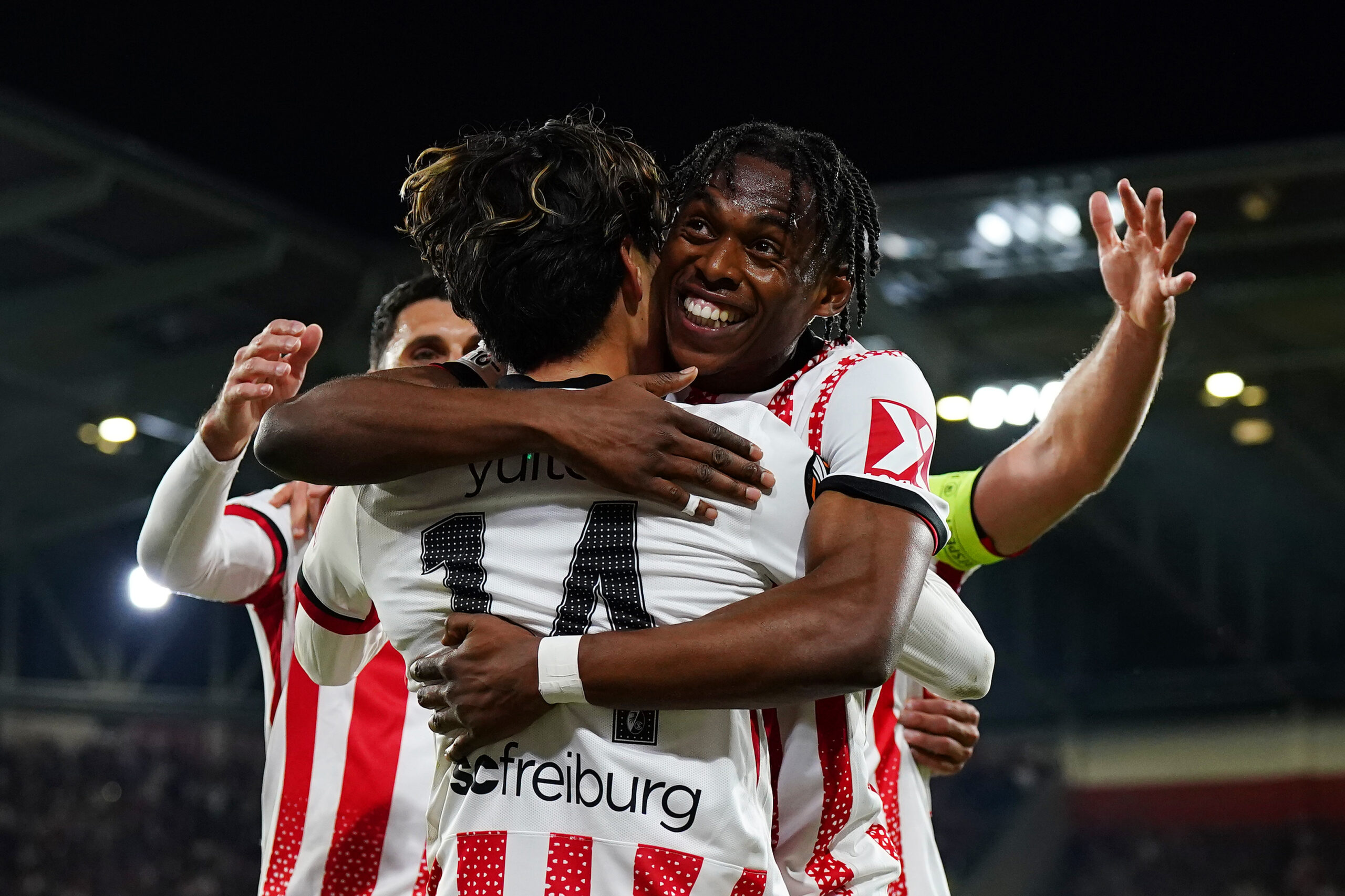 Celtic target Adamu celebrates his goal against Utrecht
