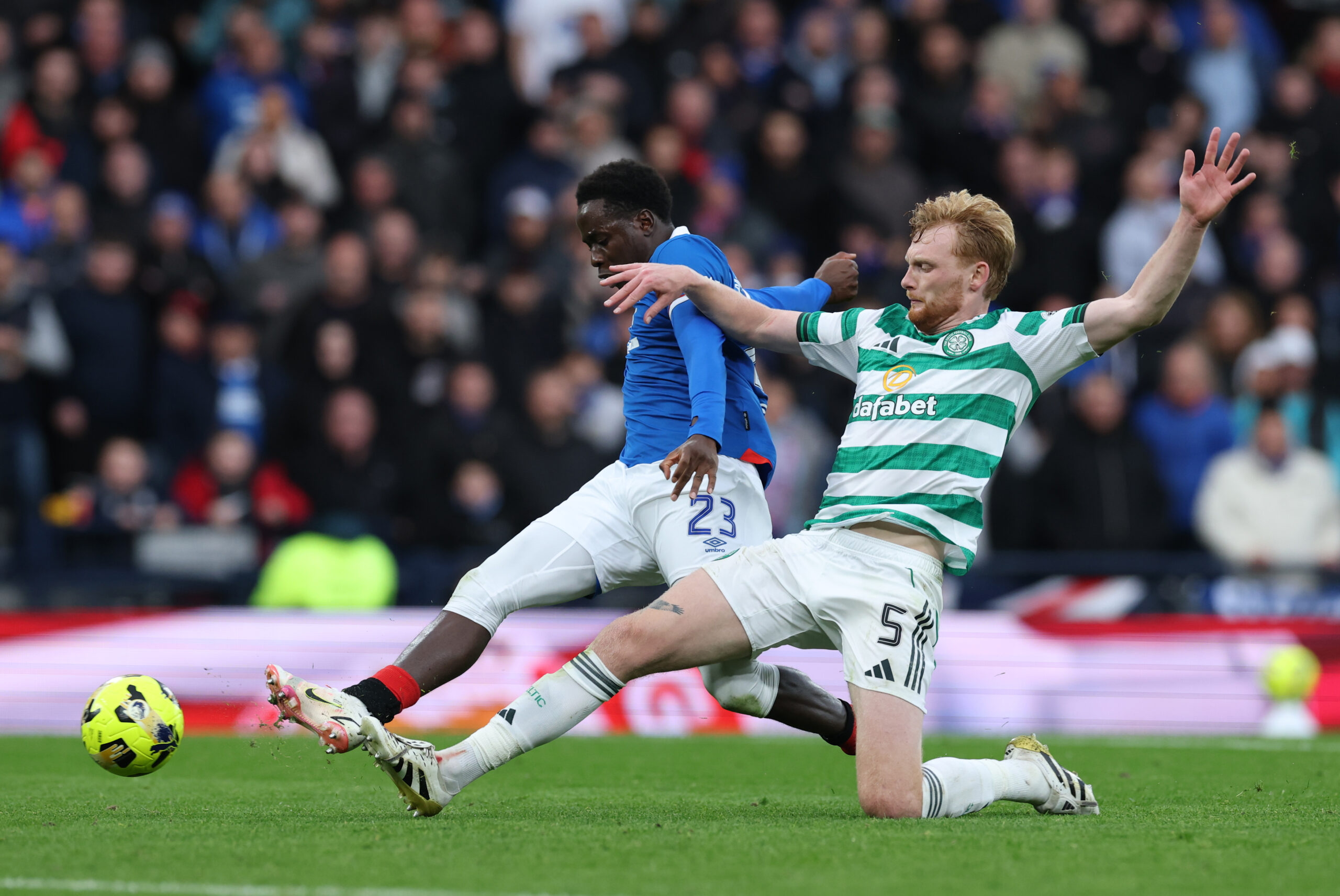Rangers winger Gassama in action against Celtic