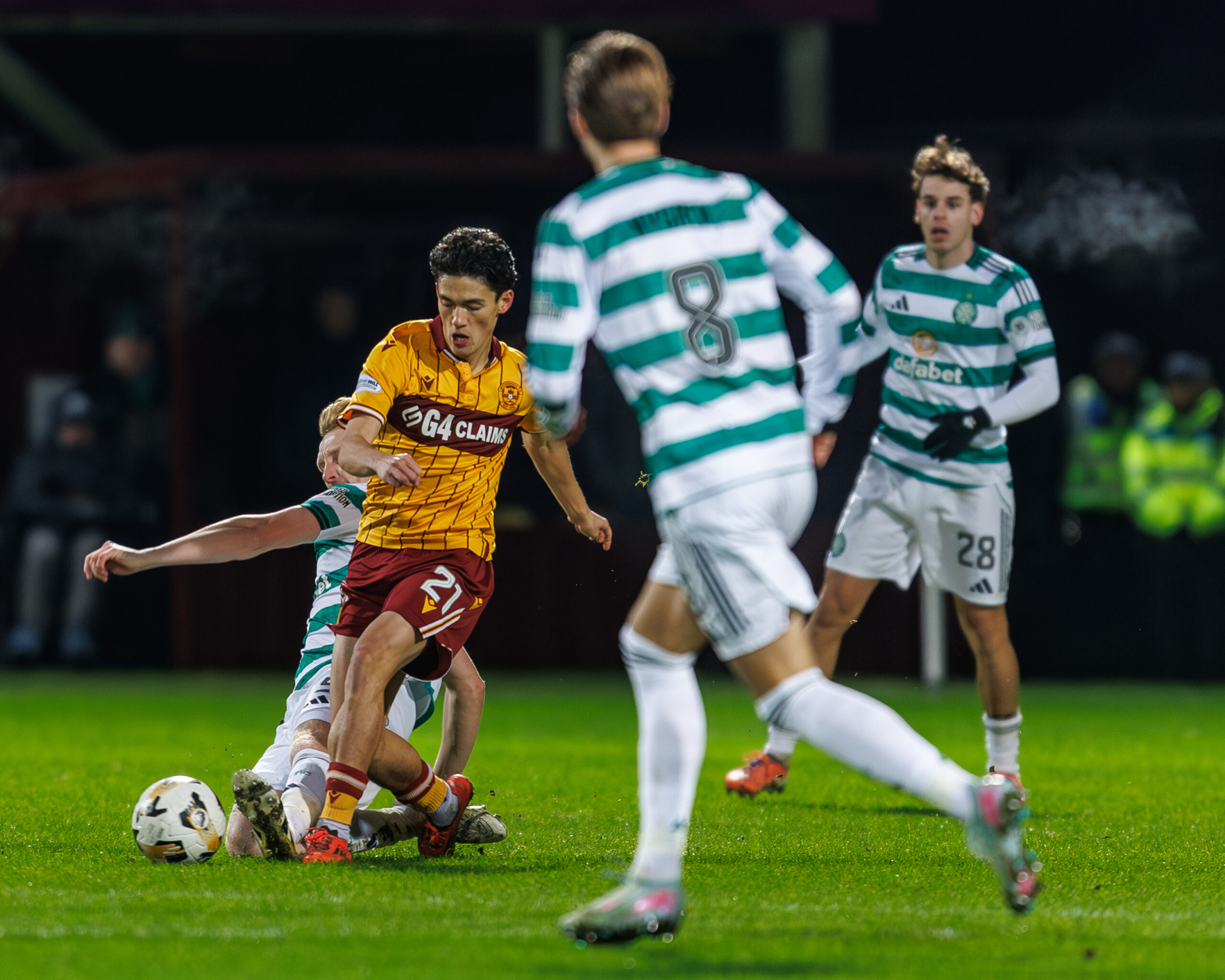Just in action against Celtic