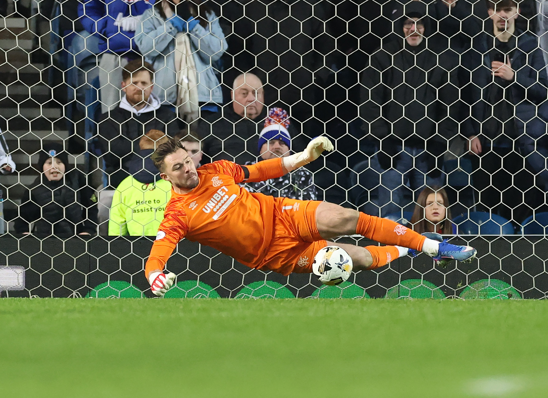 Rangers keeper Butland saves a penalty against St Mirren