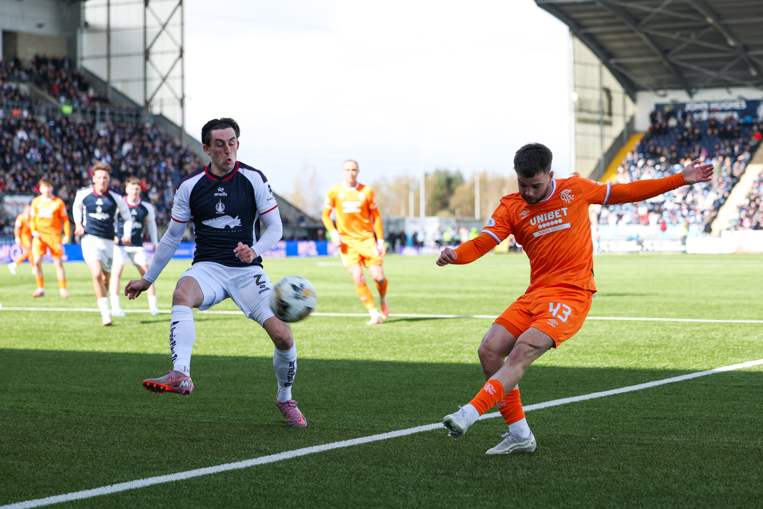 Rangers midfielder Raskin in action against Falkirk