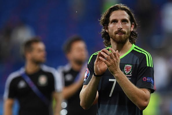 Wales' midfielder Joe Allen reacts at the end of the Euro 2016 semi-final football match between Portugal and Wales at the Parc Olympique Lyonnais stadium in Décines-Charpieu, near Lyon, on July 6, 2016.
 / AFP / PAUL ELLIS        (Photo credit should read PAUL ELLIS/AFP/Getty Images)