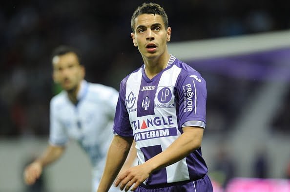 Toulouse's forward Wissam Ben Yedder (R) is seen during the French L1 football match Toulouse vs Troyes on may 7, 2016 at the Municipal Stadium in Toulouse. AFP PHOTO/ REMY GABALDA / AFP / REMY GABALDA        (Photo credit should read REMY GABALDA/AFP/Getty Images)
