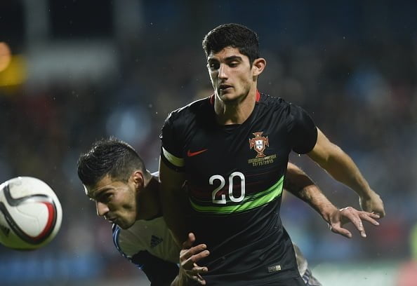 Luxembourg's Daniel Da Mota (L) vies with Portugal's Goncalo Guedes (R) during the friendly football match between Luxembourg and Portugal at the Josy Barthel Stadium, on November 17, 2015 in Luxembourg. AFP PHOTO / JOHN THYS        (Photo credit should read JOHN THYS/AFP/Getty Images)