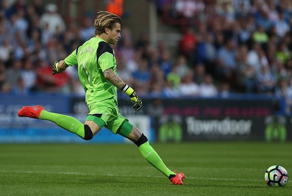 Loris Karius of Liverpool during the  Pre-Season Friendly match between Huddersfield Town and Liverpool at the Galpharm Stadium on July 20, 2016 in Huddersfield, England.  (Photo by Nigel Roddis/Getty Images)