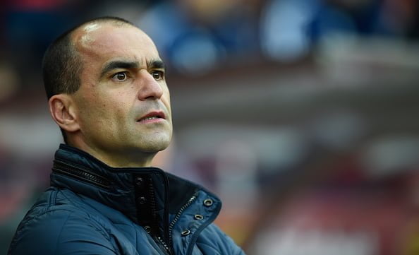 SUNDERLAND, ENGLAND - MAY 11:  Everton coach Roberto Martinez looks on before the Barclays Premier League match between Sunderland and Everton at the Stadium of Light on May 11, 2016 in Sunderland, England.  (Photo by Stu Forster/Getty Images)