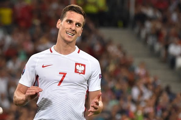 Poland's forward Arkadiusz Milik reacts during the Euro 2016 quarter-final football match between Poland and Portugal at the Stade Velodrome in Marseille on June 30, 2016. (BERTRAND LANGLOIS/AFP/Getty Images)