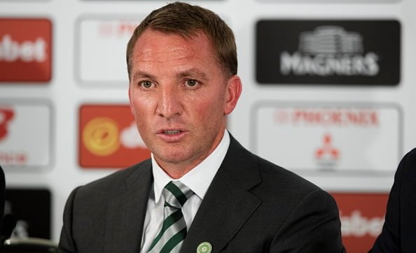 GLASGOW, SCOTLAND - MAY 23: New Celtic Manager, Brendan Rodgers speaks during a press conference at Celtic Park Glasgow on May 23, 2016 in Glasgow, Scotland. (Photo by Steve Welsh/Getty Images)