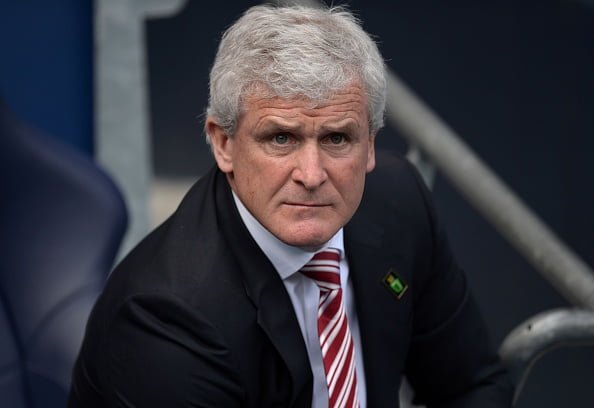 Stoke City's Welsh manager Mark Hughes arrives for the English Premier League football match between Manchester City and Stoke City at the Etihad Stadium in Manchester, north west England, on April 23, 2016. / AFP / OLI SCARFF / RESTRICTED TO EDITORIAL USE. No use with unauthorized audio, video, data, fixture lists, club/league logos or 'live' services. Online in-match use limited to 75 images, no video emulation. No use in betting, games or single club/league/player publications.  /         (Photo credit should read OLI SCARFF/AFP/Getty Images)