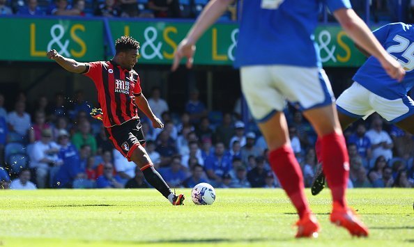 PORTSMOUTH, ENGLAND - JULY 23: Jordan Ibe of AFC Bournemouth scores a goal during a Pre-Season Friendly match between Portsmouth FC and AFC Bournemouth at Fratton Park on July 23, 2016 in Portsmouth, England. (Photo by Steve Bardens/Getty Images)