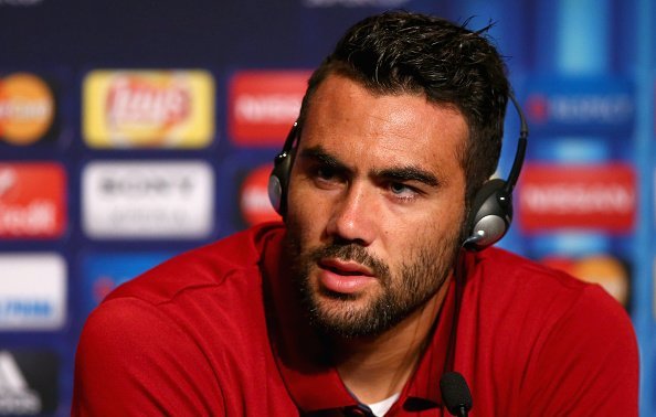 TRONDHEIM, NORWAY - AUGUST 08: In this handout image provided by UEFA, Vicente Iborra talks to the media during the Sevilla Press Conference at Lerkendal Stadion on August 8, 2016 in Trondheim, Norway.  (Photo by Handout/UEFA via Getty Images)