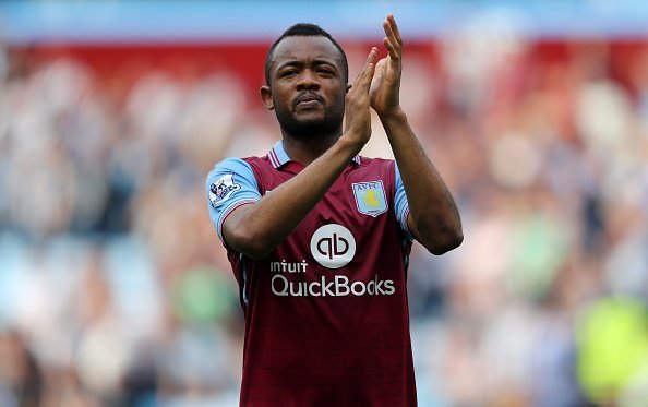 BIRMINGHAM, ENGLAND - MAY 07:  Jordan Ayew of Aston Villa applauds the supporters after his team's scoreless draw in the Barclays Premier League match between Aston Villa and Newcastle United at Villa Park on May 7, 2016 in Birmingham, United Kingdom.  (Photo by Richard Heathcote/Getty Images)