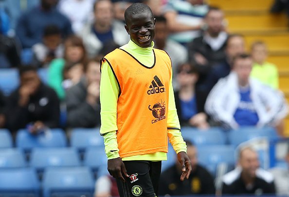 Chelsea's French midfielder N'Golo Kante is pictured as he takes part in a training session at Chelsea's Stamford Bridge Stadium in London on August 10, 2016, ahead of the start of the English Premiership season on Saturday August 13, 2016.  / AFP / JUSTIN TALLIS /         (Photo credit should read JUSTIN TALLIS/AFP/Getty Images)