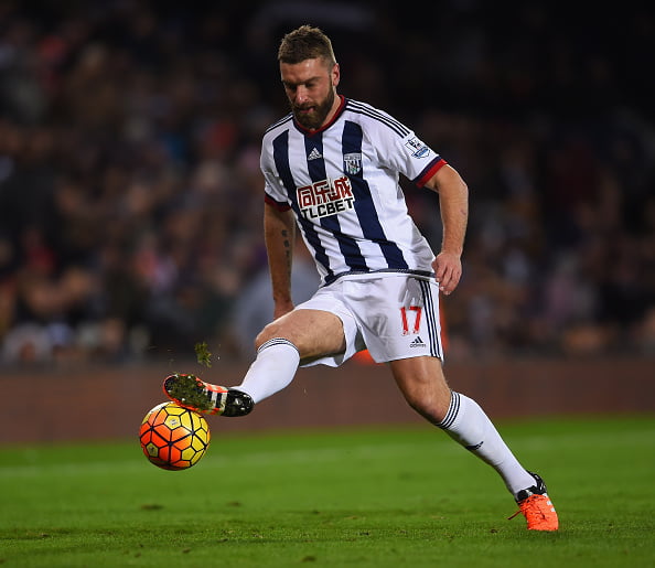 WEST BROMWICH, ENGLAND - NOVEMBER 21: Rickie Lambert of West Bromwich Albion in action during the Barclays Premier League match between West Bromwich Albion and Arsenal at The Hawthorns on November 21, 2015 in West Bromwich, England.  (Photo by Laurence Griffiths/Getty Images)