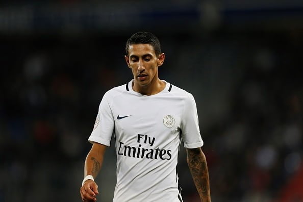 Paris Saint-Germain's Argentinian forward Angel Di Maria pictured during the French L1 football match between Caen (SM Caen) and Paris (Paris SG), on September 16, 2016 at the Michel d'Ornano stadium, in Caen, northwestern France. / AFP / CHARLY TRIBALLEAU        (Photo credit should read CHARLY TRIBALLEAU/AFP/Getty Images)