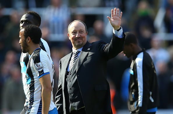 NEWCASTLE, ENGLAND - MAY 15:  Newcastle United manager Rafa Benitez waves during the Barclays Premier League match between Newcastle United and Tottenham at St James Park on May 15, 2016 in Newcastle, England. (Photo by Ian MacNicol/Getty images)