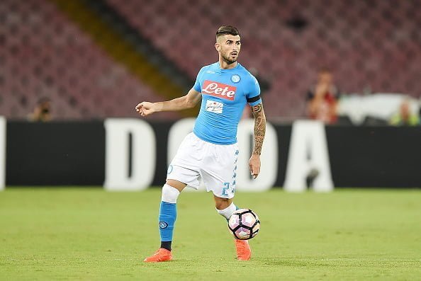 NAPLES, ITALY - AUGUST 27:  Elseid Hysaj of Napoli in action before the Serie A match between SSC Napoli and AC Milan at Stadio San Paolo on August 27, 2016 in Naples, Italy.  (Photo by Francesco Pecoraro/Getty Images)