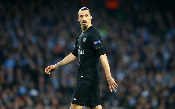 MANCHESTER, UNITED KINGDOM - APRIL 12:  Zlatan Ibrahimovic of Paris Saint-Germain looks on during the UEFA Champions League quarter final second leg match between Manchester City FC and Paris Saint-Germain at the Etihad Stadium on April 12, 2016 in Manchester, United Kingdom.  (Photo by Alex Livesey/Getty Images)