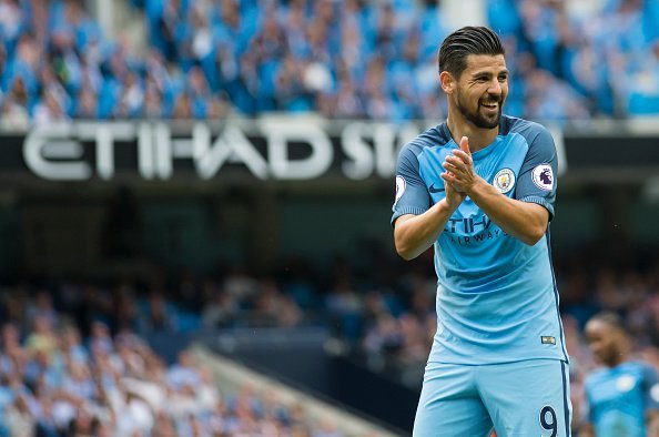 Manchester City's Spanish midfielder Nolito gestures during the English Premier League football match between Manchester City and West Ham United at the Etihad Stadium in Manchester, north west England, on August 28, 2016. / AFP / JON SUPER / RESTRICTED TO EDITORIAL USE. No use with unauthorized audio, video, data, fixture lists, club/league logos or 'live' services. Online in-match use limited to 75 images, no video emulation. No use in betting, games or single club/league/player publications.  /         (Photo credit should read JON SUPER/AFP/Getty Images)