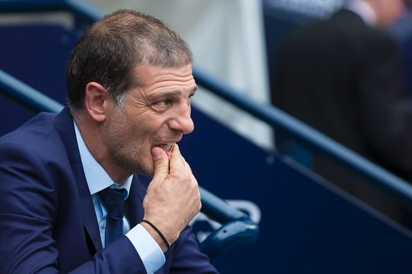 West Ham United's Croatian manager Slaven Bilic takes his seat before the English Premier League football match between Manchester City and West Ham United at the Etihad Stadium in Manchester, north west England, on August 28, 2016. / AFP / JON SUPER / RESTRICTED TO EDITORIAL USE. No use with unauthorized audio, video, data, fixture lists, club/league logos or 'live' services. Online in-match use limited to 75 images, no video emulation. No use in betting, games or single club/league/player publications.  /         (Photo credit should read JON SUPER/AFP/Getty Images)