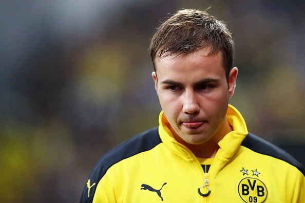 Mario Gotze of Borussia Dortmund looks on prior to the Bundesliga match between Bayer 04 Leverkusen and Borussia Dortmund at BayArena on October 1, 2016 in Leverkusen, Germany.  (Photo by Dean Mouhtaropoulos/Bongarts/Getty Images)