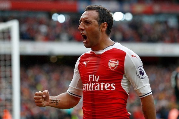 LONDON, ENGLAND - SEPTEMBER 10:  Santi Cazorla of Arsenal celebrates scoring his sides second goal during the Premier League match between Arsenal and Southampton at Emirates Stadium on September 10, 2016 in London, England.  (Photo by Clive Rose/Getty Images)