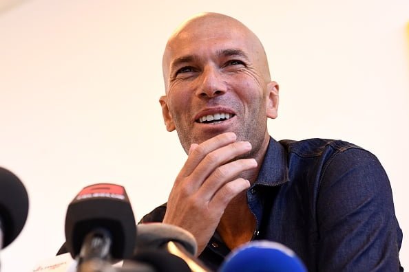 Real Madrid's coach Zinedine Zidane attends a press conference during his visit to young football hopefuls on October 3, 2016 in Lausanne.
Zidane was invited by the association 'Passion Foot' promoting football to the local youth. (AFP /ALAIN GROSCLAUDE        /Getty Images)