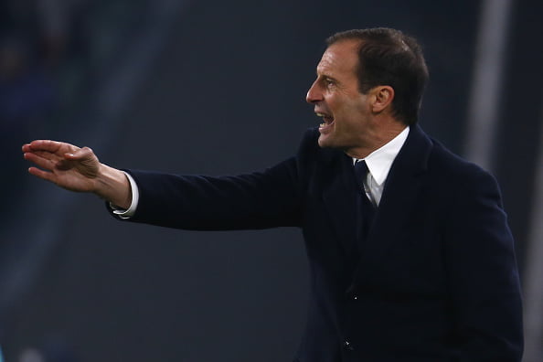 Juventus' coach Massimiliano Allegri gestures during the Italian Serie A football match Juventus vs As Roma on December 17, 2016 at the 'Juventus Stadium' in Turin.  / AFP / MARCO BERTORELLO        (Photo credit should read MARCO BERTORELLO/AFP/Getty Images)