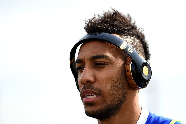 Gabon's forward Pierre-Emerick Aubameyang arrives for a training session in Libreville on January 20, 2017 during the 2017 Africa Cup of Nations football tournament in Gabon.  / AFP / GABRIEL BOUYS        (Photo credit should read GABRIEL BOUYS/AFP/Getty Images)