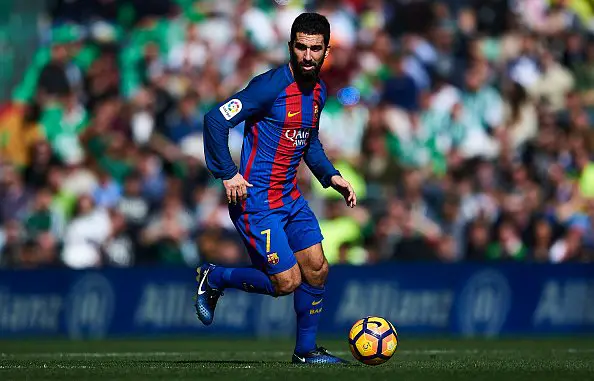 SEVILLE, SPAIN - JANUARY 29:  Arda Turan of FC Barcelona in action during La Liga match between Real Betis Balompie and FC Barcelona at Benito Villamarin Stadium on January 29, 2017 in Seville, Spain.  (Photo by Aitor Alcalde/Getty Images)