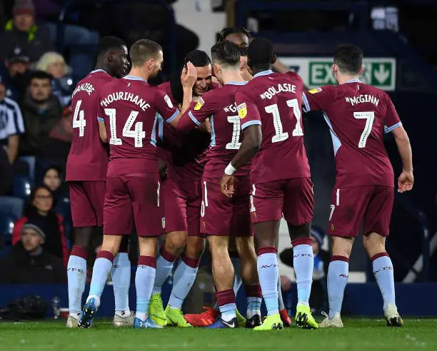 WEST BROMWICH, ENGLAND - DECEMBER 07:  Anwar El Ghazi of Aston Villa celebrates with his team after scoring their second goal during the Sky Bet Championship match between West Bromwich Albion and Aston Villa at The Hawthorns on December 7, 2018 in West Bromwich, England.  (Photo by Gareth Copley/Getty Images)