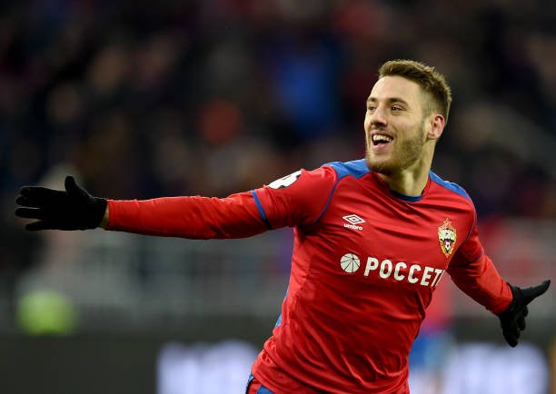 MOSCOW, RUSSIA - DECEMBER 08: Nikola Vlasic of PFC CSKA Moscow celebrates after scoring a goal during the Russian Premier League match between PFC CSKA Moscow and FC Yenisey Krasnoyarsk at the VEB Arena Stadium on December 08, 2018 in Moscow, Russia. (Photo by Epsilon/Getty Images)