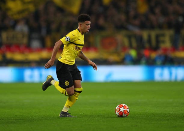 Manchester United set to retain their interest in Jadon Sancho who is in action in the picture