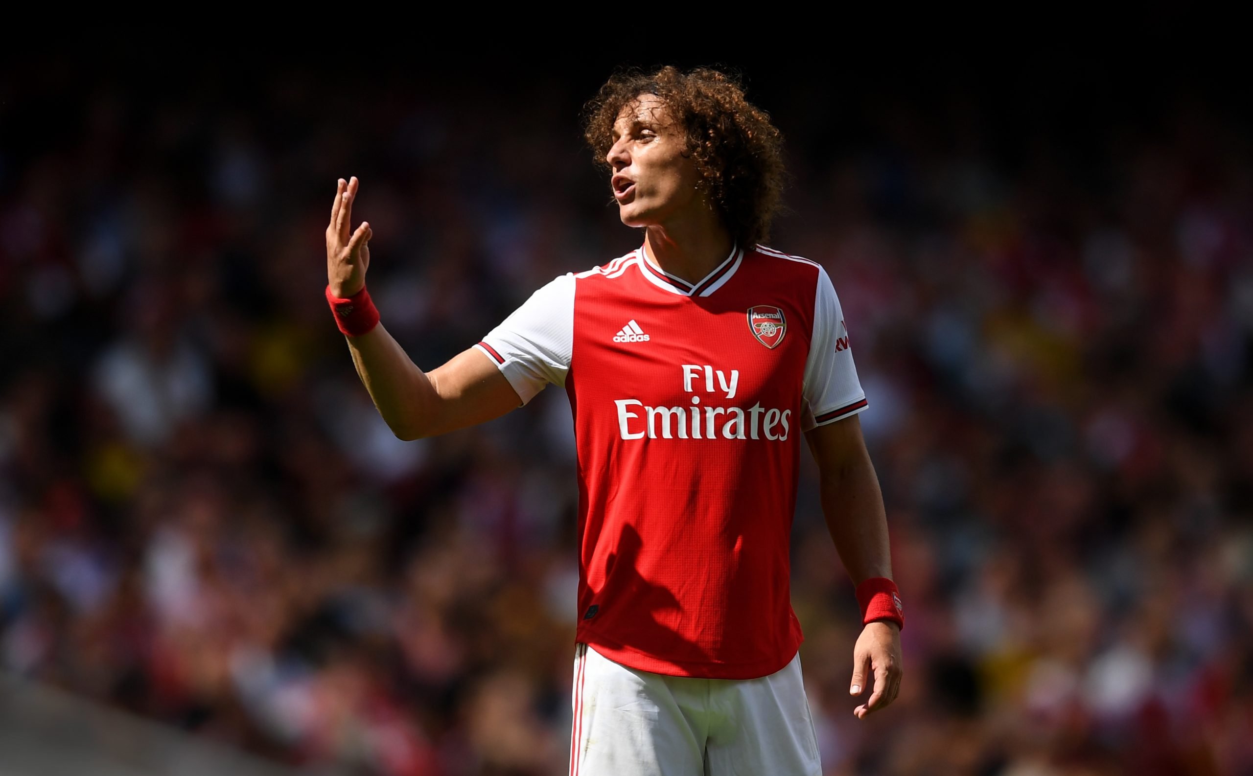 LONDON, ENGLAND - AUGUST 17: David Luiz of Arsenal looks on during the Premier League match between Arsenal FC and Burnley FC at Emirates Stadium on August 17, 2019 in London, United Kingdom. (Photo by Michael Regan/Getty Images)