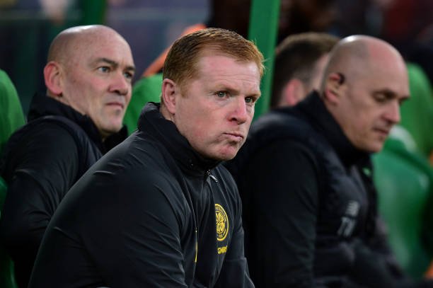 GLASGOW, SCOTLAND - AUGUST 22: Celtic Manager Neil Lennon looks on prior to the UEFA Europa League Play Off First Leg match between Celtic and AIK at Celtic Park on August 22, 2019 in Glasgow, United Kingdom. (Photo by Mark Runnacles/Getty Images)