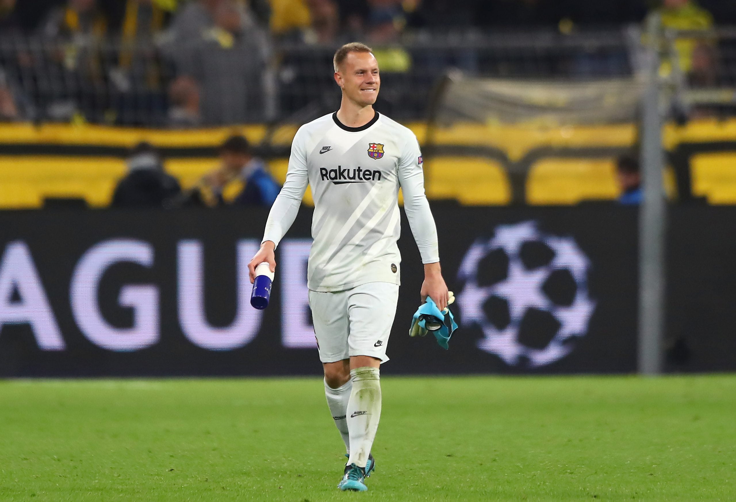 Marc-André ter Stegen of FC Barcelona looks on after the UEFA Champions League group F match between Borussia Dortmund and FC Barcelona at Signal Iduna Park on September 17, 2019 in Dortmund, Germany. (Photo by Martin Rose/Bongarts/Getty Images)