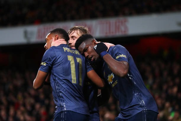 Inter Milan keeping a keen eye on Man United's Martial who is seen embracing his teammates in the photo