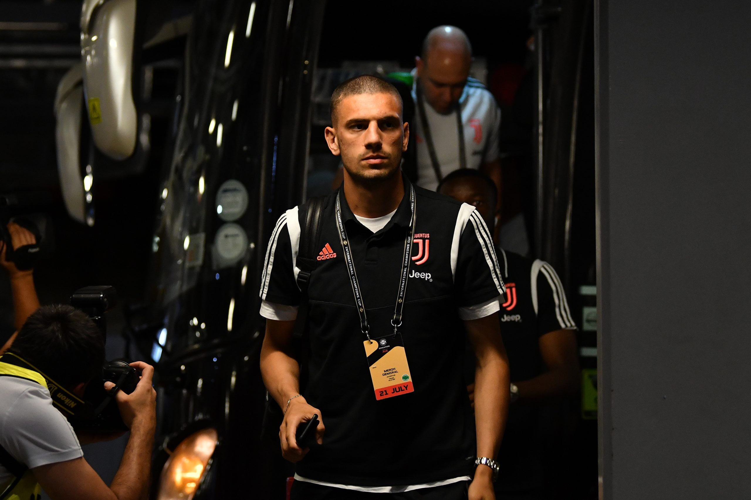 SINGAPORE, SINGAPORE - JULY 21: Merih Demiral of Juventus is seen on arrival at the stadium prior to the International Champions Cup match between Juventus and Tottenham Hotspur at the Singapore National Stadium on July 21, 2019 in Singapore. (Photo by Thananuwat Srirasant/Getty Images)