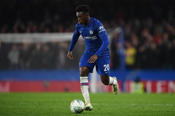 Callum Hudson-Odoi of Chelsea in action during the Carabao Cup Round of 16 match between Chelsea and Manchester United at Stamford Bridge on October 30, 2019 in London, England. (Photo by Mike Hewitt/Getty Images)